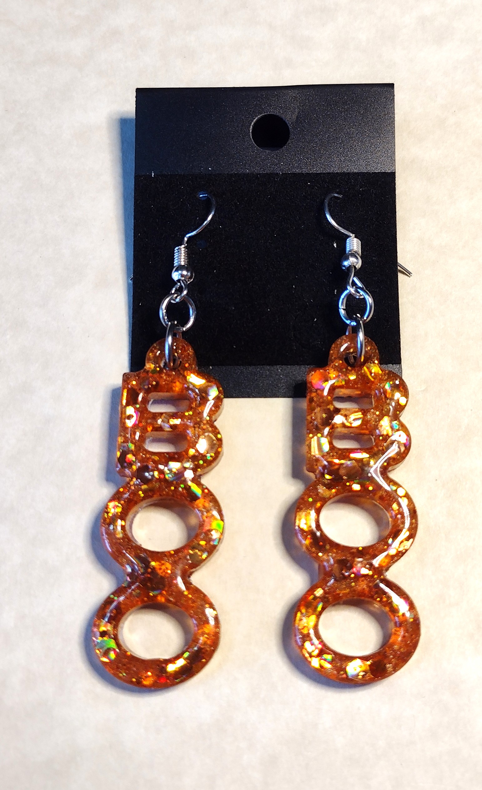 Resin Orange BOO Earrings