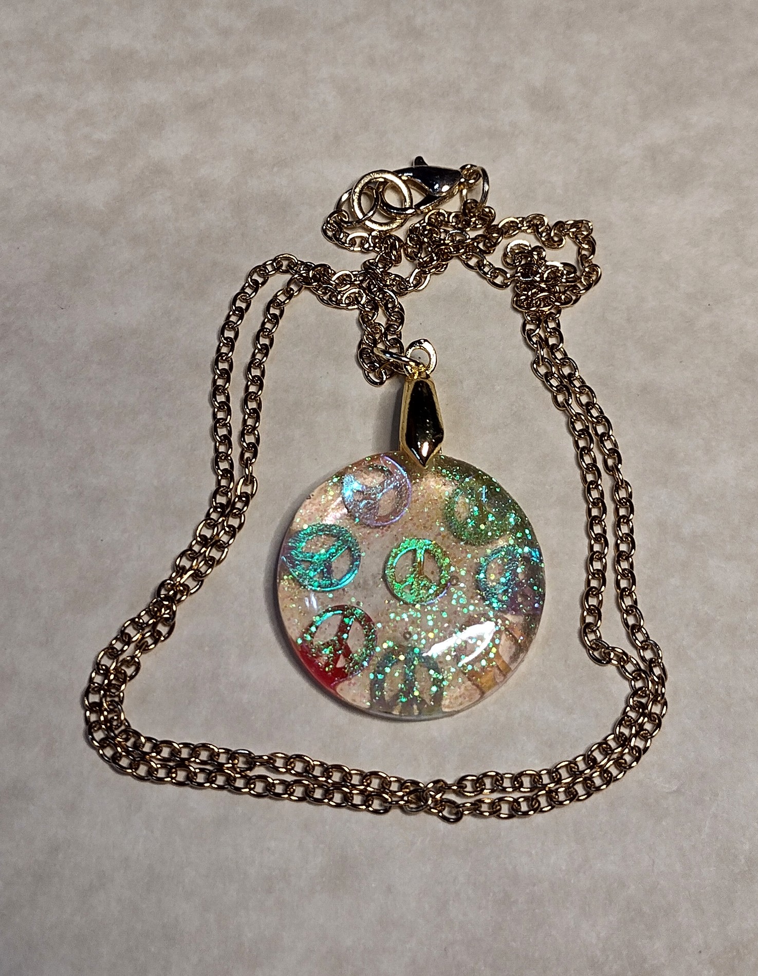 Resin Peace Sign Necklace
