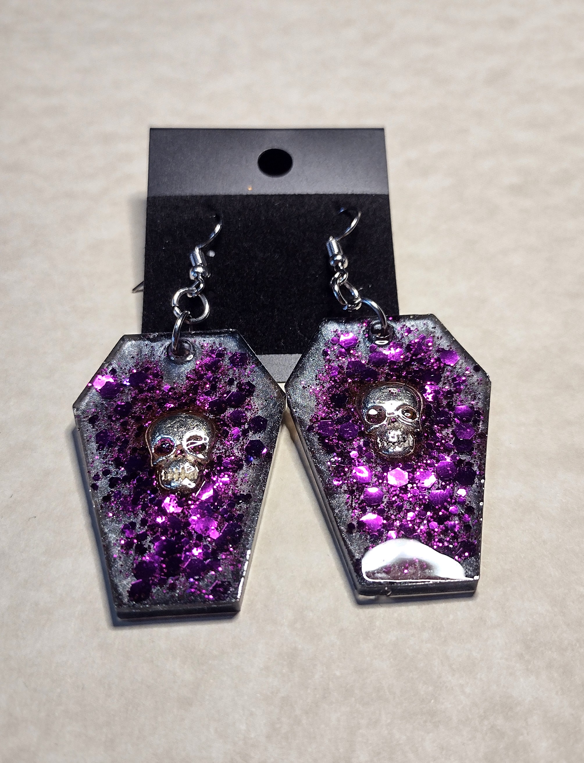 Resin Skull Coffin Earrings