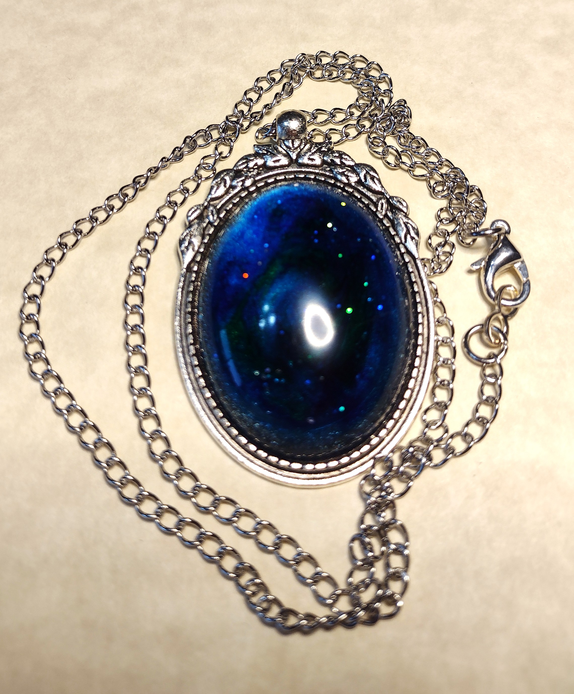 Resin Oval Nebula Pendant Necklace