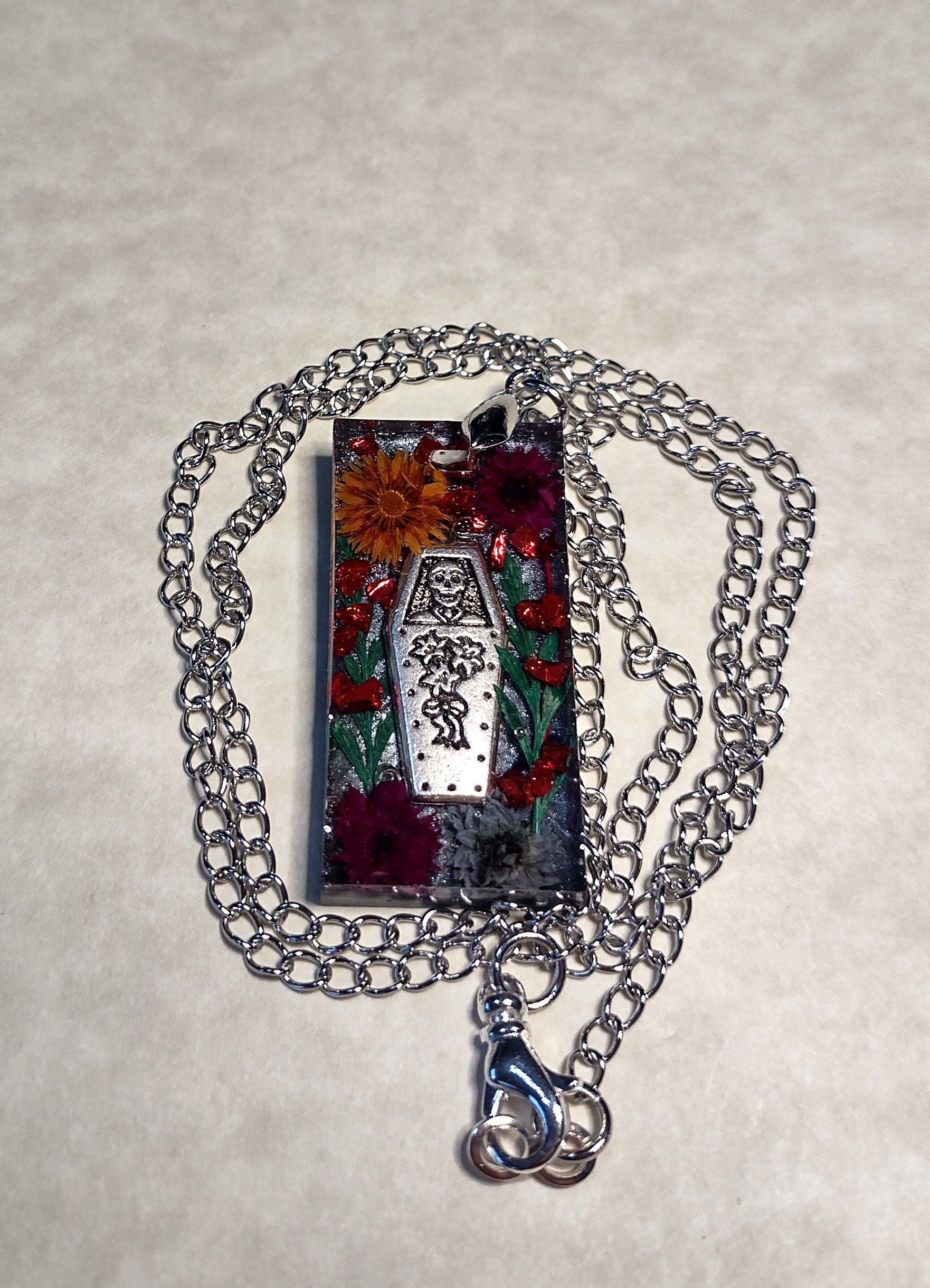 Resin Day of the Dead Pendant Necklace