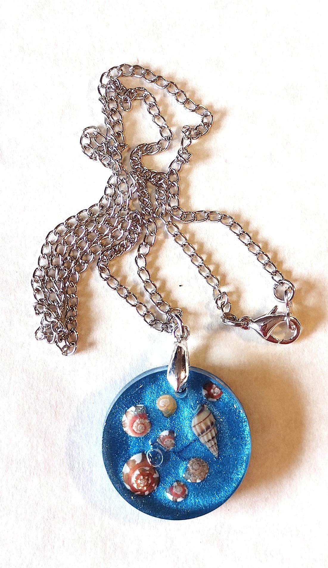 Blue Seashell Resin Necklace