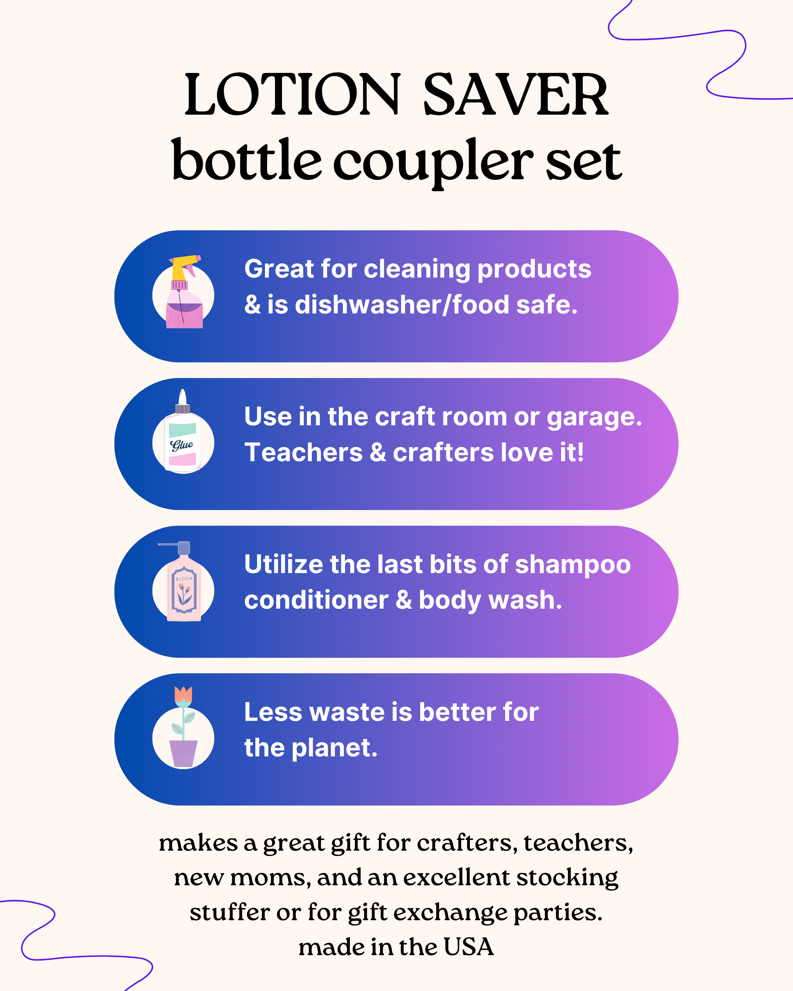 Lotion Saver Bottle Couplers