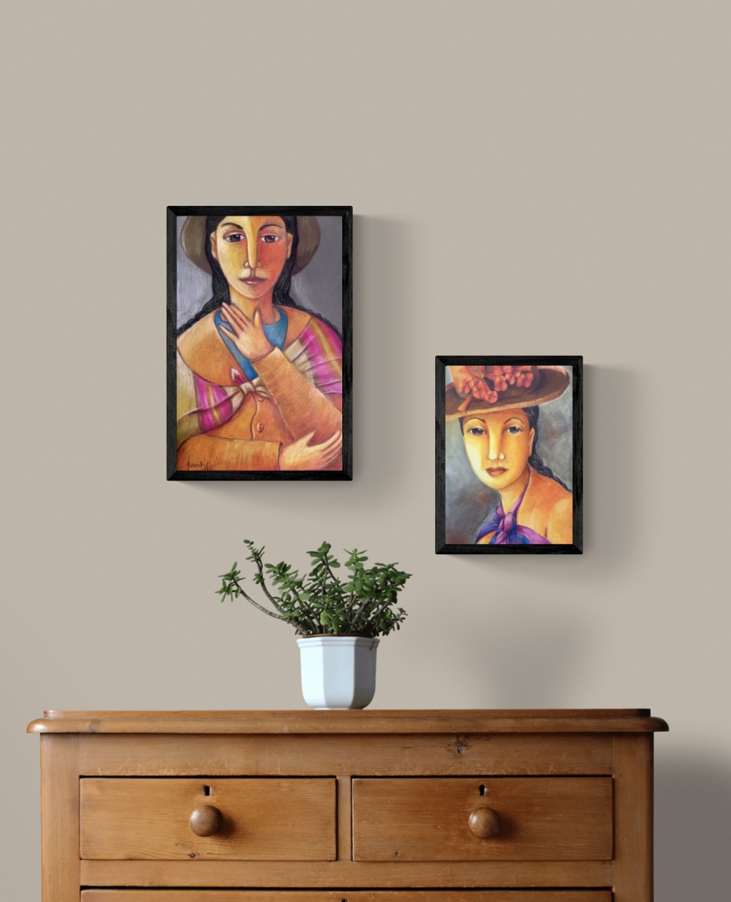 Woman Wearing a Hat with Flowers