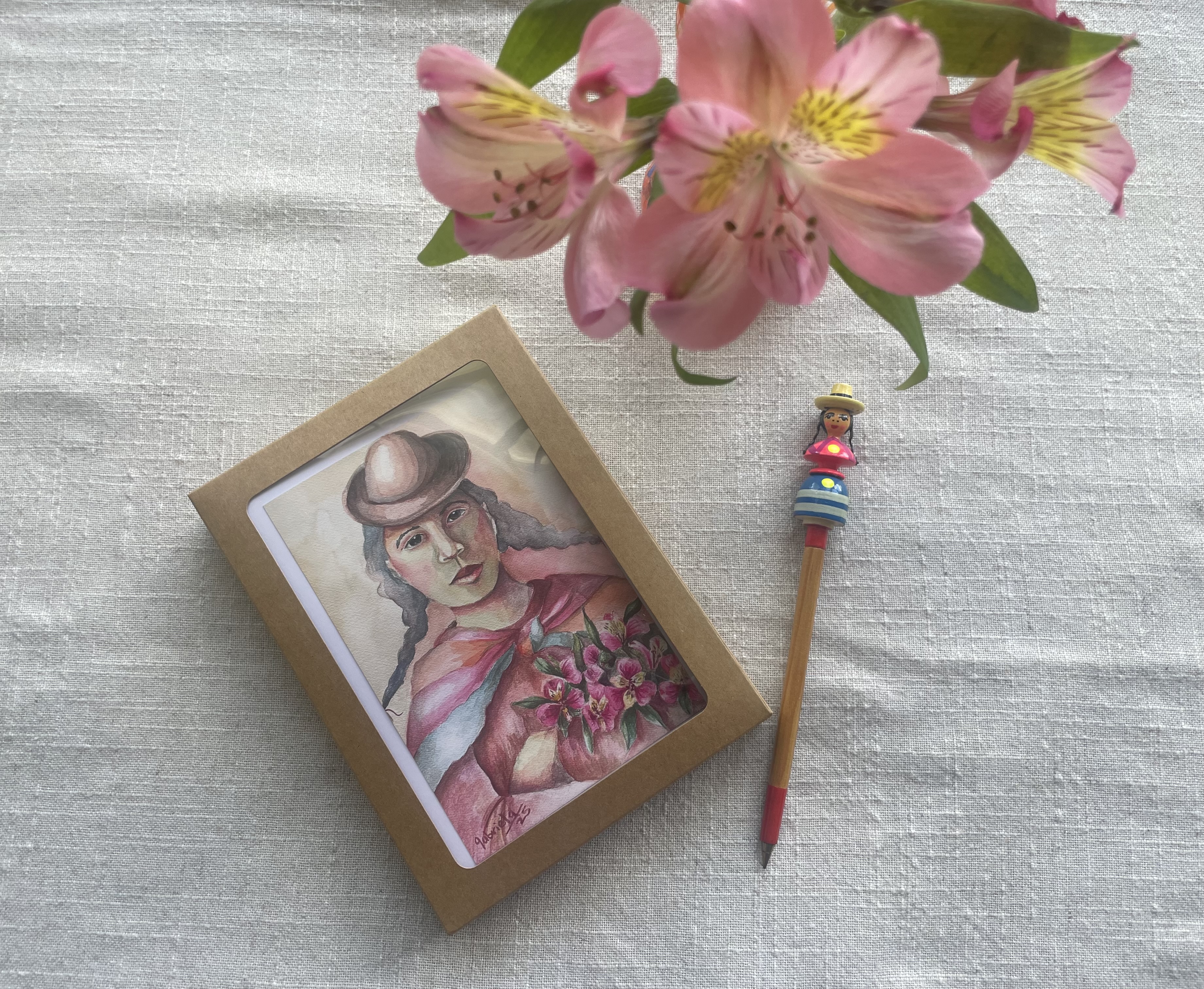 Women with Flowers Greeting Card Set