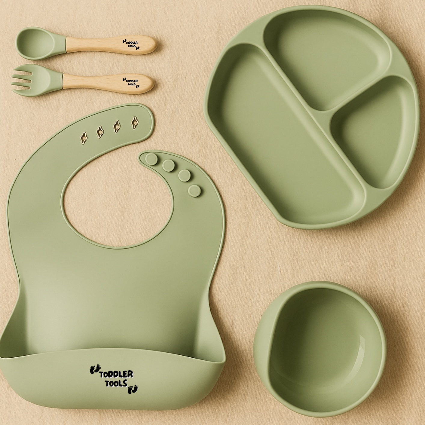 Silicone Baby Feeding Set (Green)