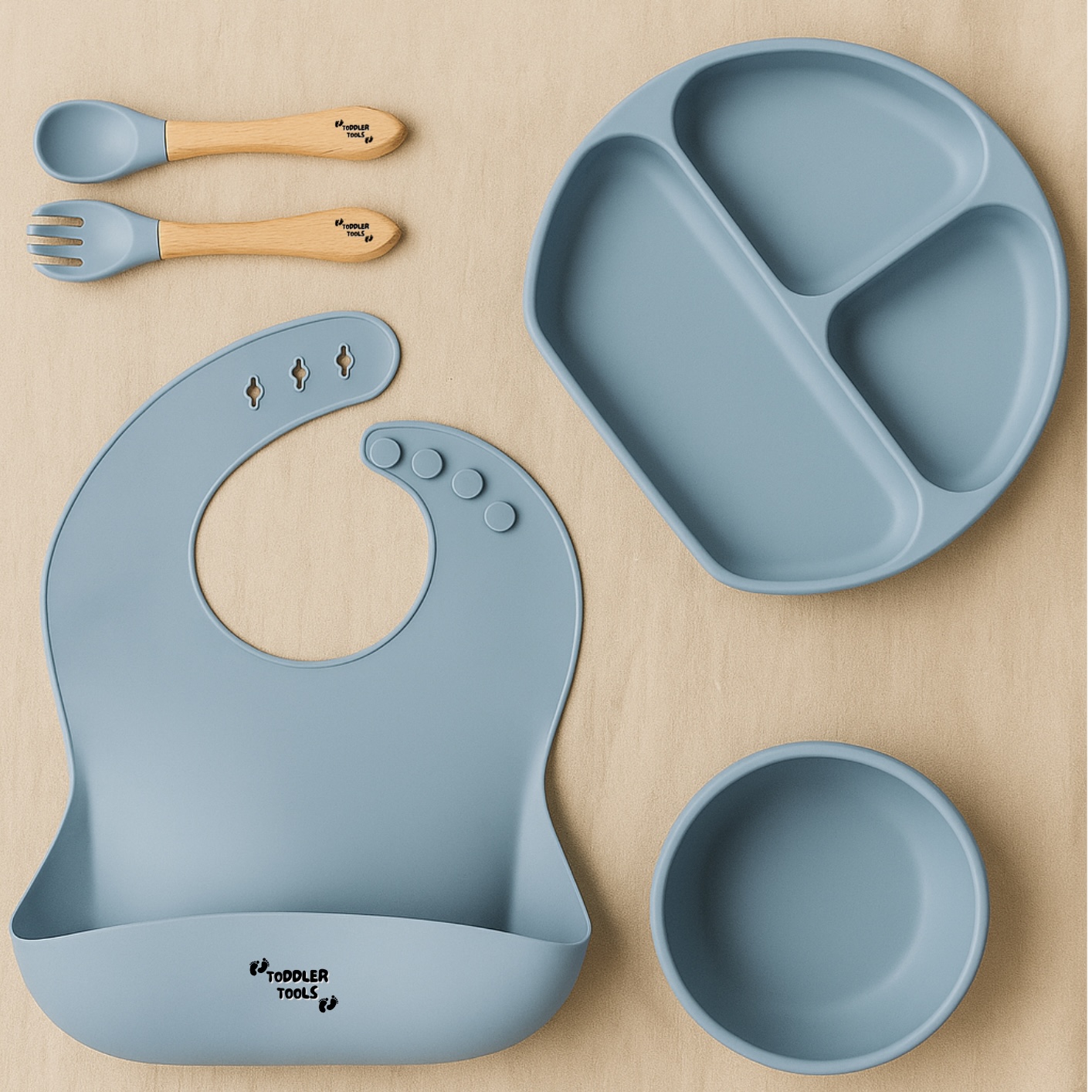 Silicone Baby Feeding Set (Blue)