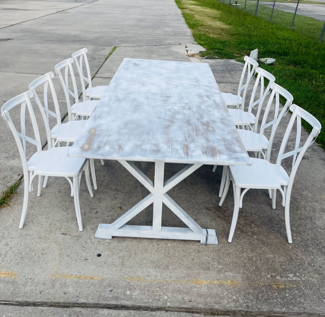 Farm Table Cross Back Chair Set