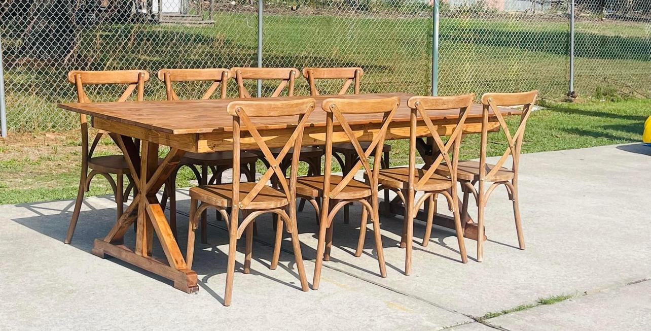 Farm Table Cross Back Chair Set