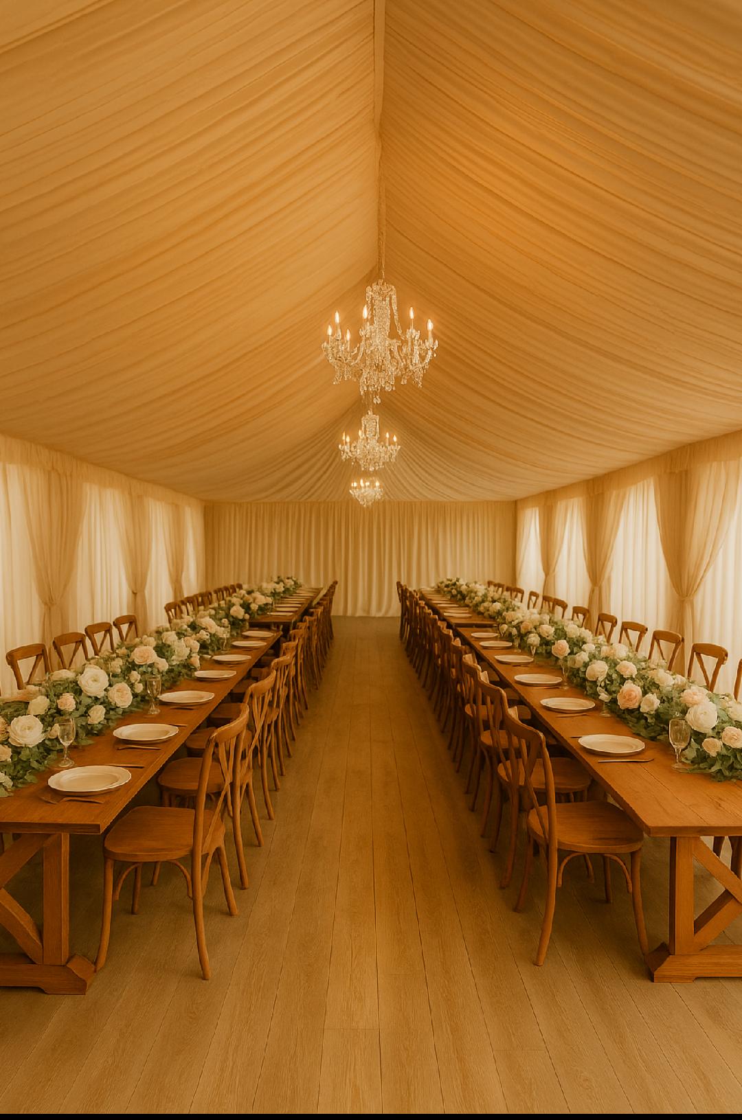 Elegant Wooden Banquet Table Set