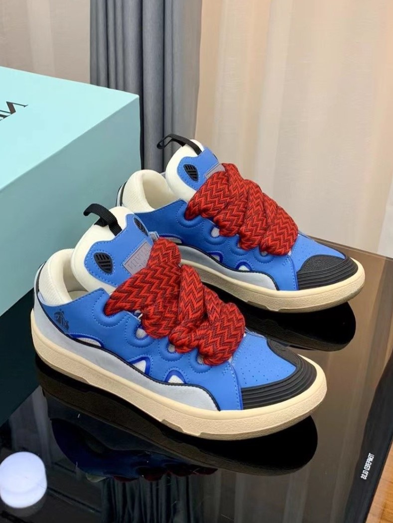 Chaussures de Ville Bleu et Orange Curb Cuir style Lanvein