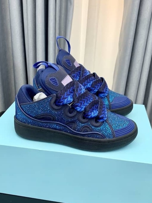 Chaussures de Ville Bleu Curb Cuir style Lanvein