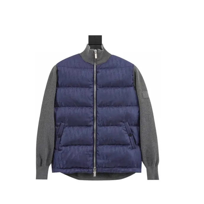 Veste matelassée bleue avec manches grises style Diore