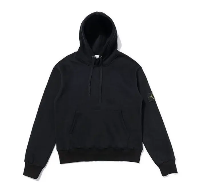 Sweat à capuche noir avec logo sur la manche style Stone Islanda