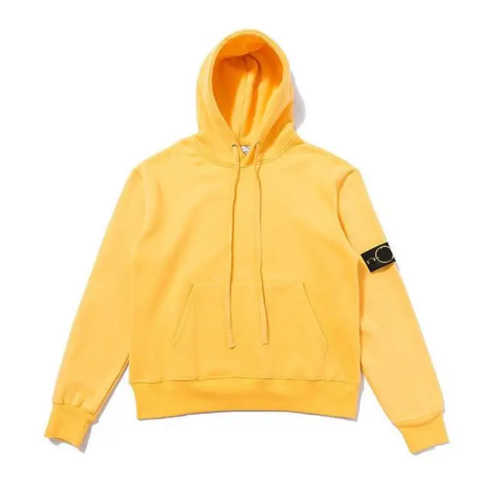 Sweat à capuche jaune avec logo sur la manche style Stone Islanda