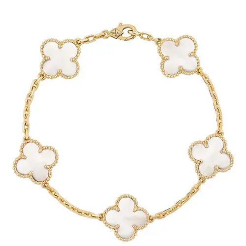 Bracelet en or avec motifs trèfle style Van.S