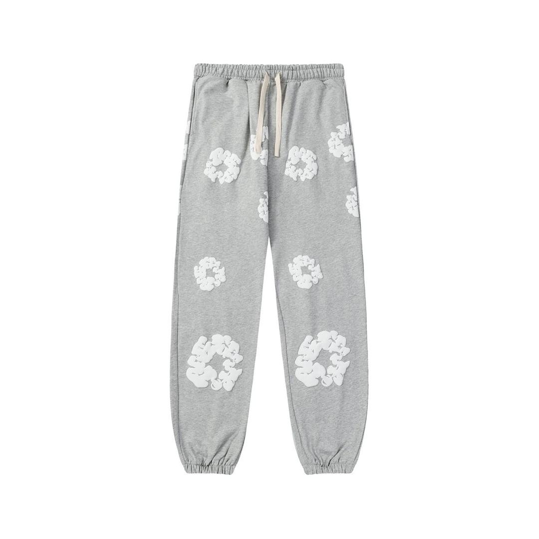 Pantalon de jogging gris clair à motifs blancs style Brentiny Parisia
