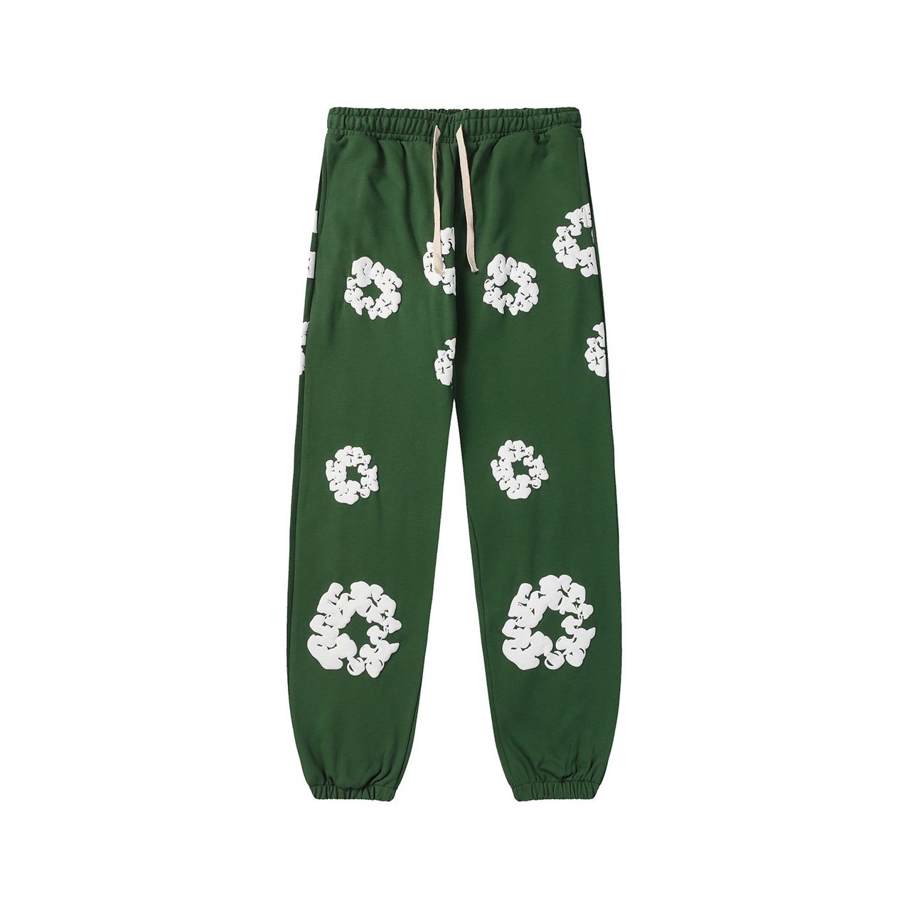 Pantalon de jogging vert à motifs blancs style B Pares