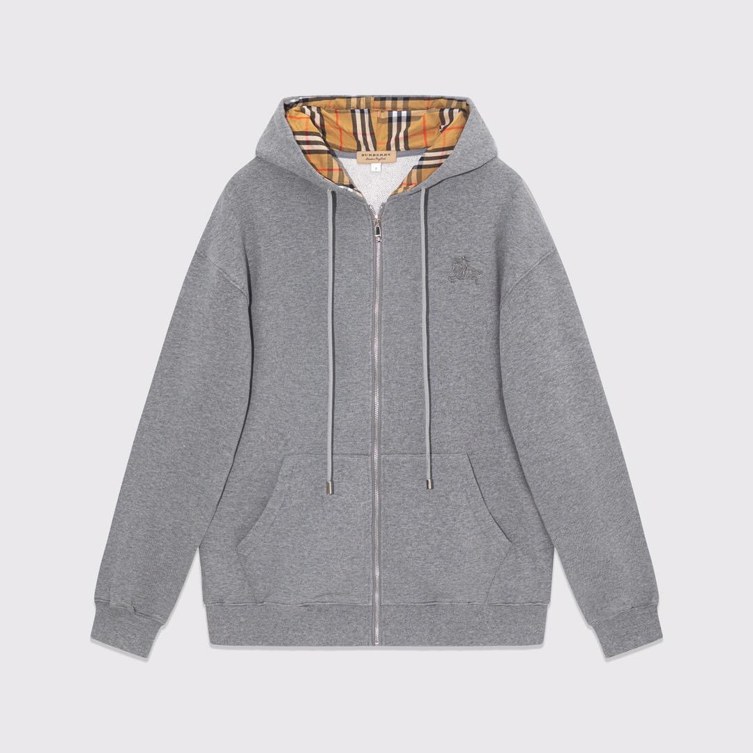 Sweat à capuche gris avec motifs dans la capuche style burberrye