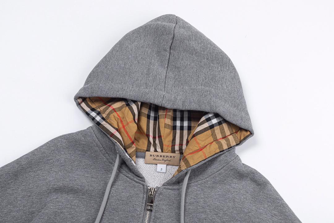 Sweat à capuche gris avec motifs dans la capuche style burberrye