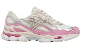Chaussures en tissu et daim rose et beige style Asicss gel NYC