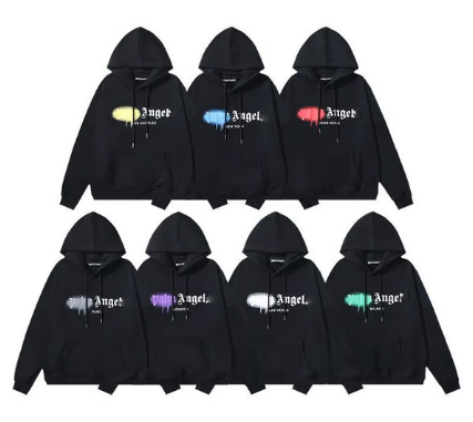 Sweat à capuche noir avec logo de couleur style Palm Angelse
