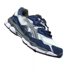 Chaussures en tissu et daim bleues et grises style Asicss gel NYC