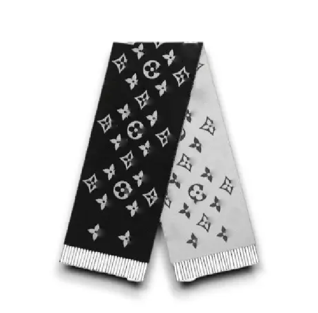 Écharpe noire et blanche à motifs style LVi