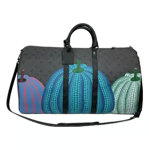 Sac à main noir avec motifs citrouilles style LVi
