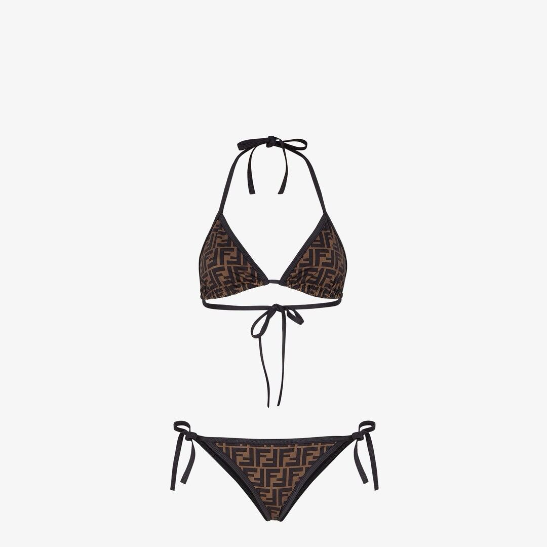 Bikini marron et noir style Fendia