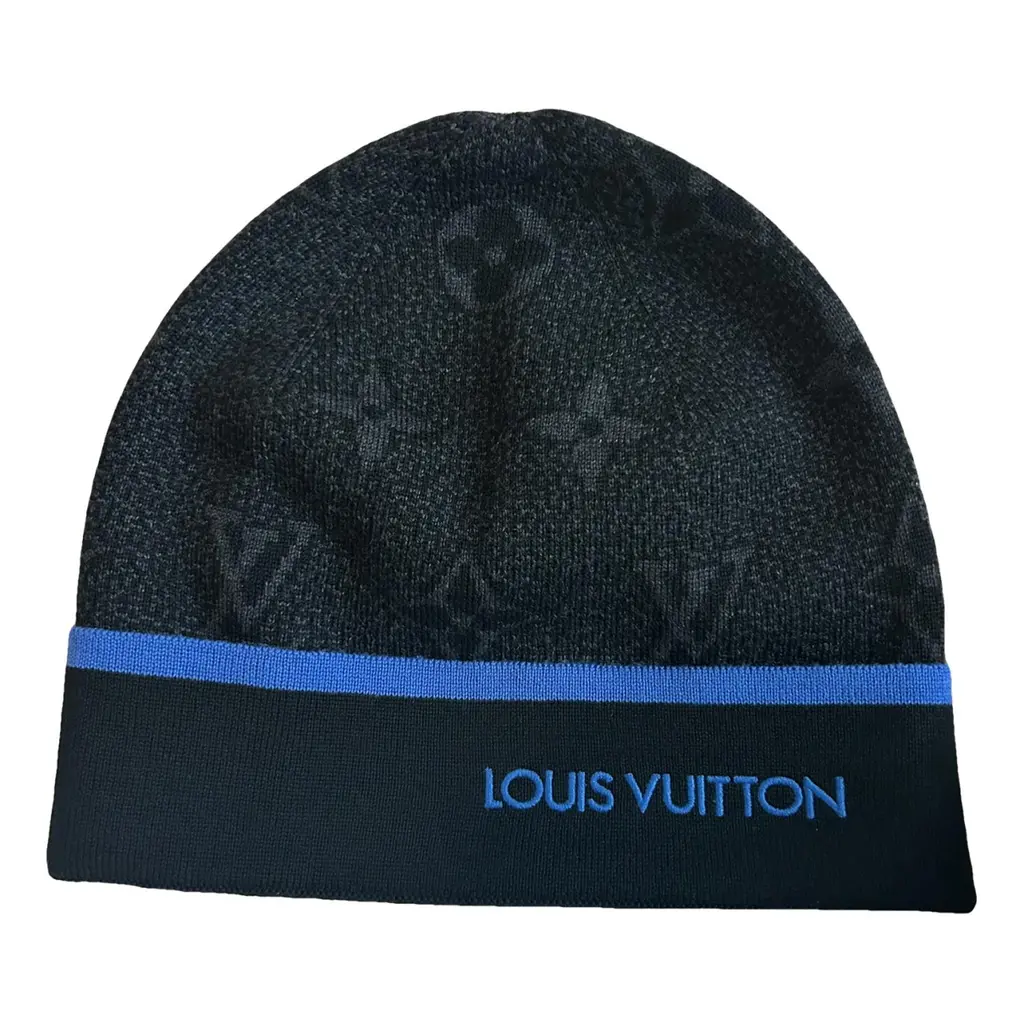 Bonnet en laine noir et bleu Monogram Eclipse style LVi