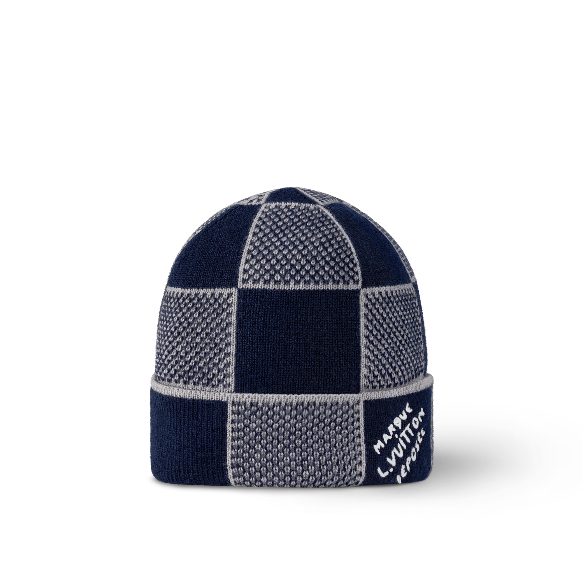 Bonnet en laine bleu et gris Damier Heritage style LVi