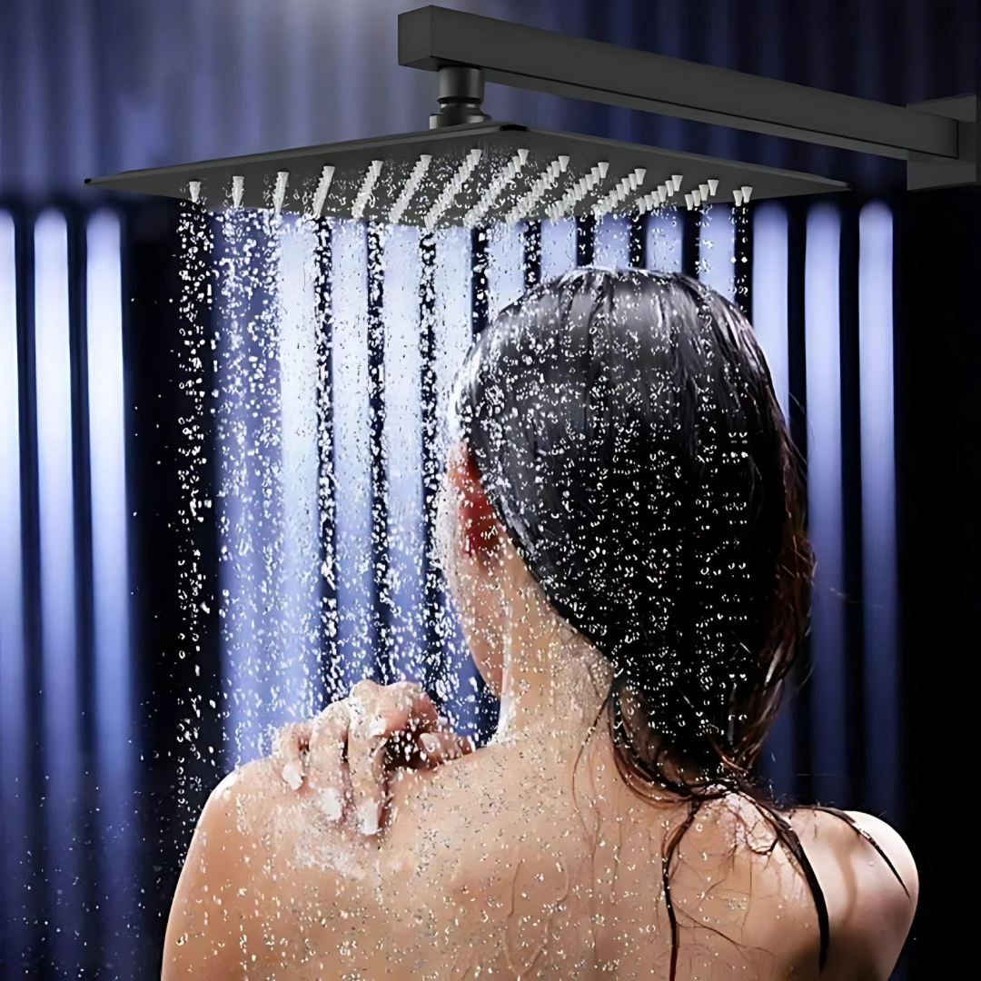 12 inch Matte Black Square Top Rain Shower Head