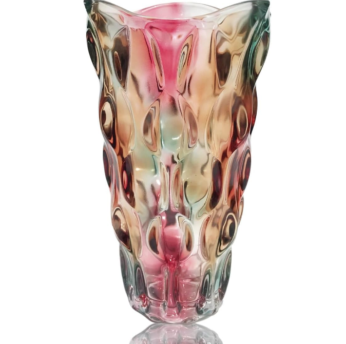 Heavy Flower Glass Vase Thickened 3.5lb 9.5inch Sparkle vase Bohemian Style, for Centerpieces,Kitchen,Office, Wedding,Perfect Home Decor Glass Vase (Purple Light)