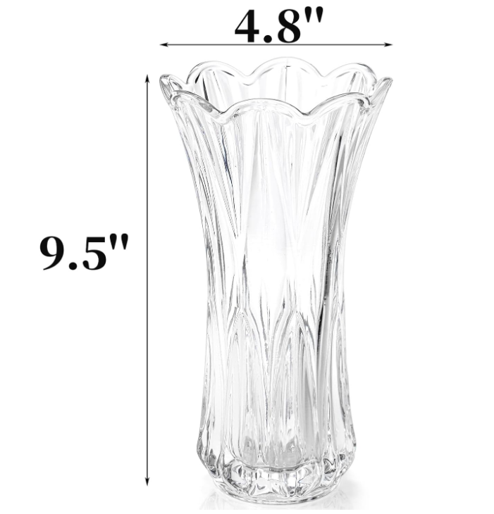 2 Pack Glass Flower Vase, 9.5 Inch Large Thickened Clear Vase, Phoenix Tail Shape Floral Vase, Decorative Modern Plant Vase for Centerpieces, Home Decor, Wedding, Party, Office