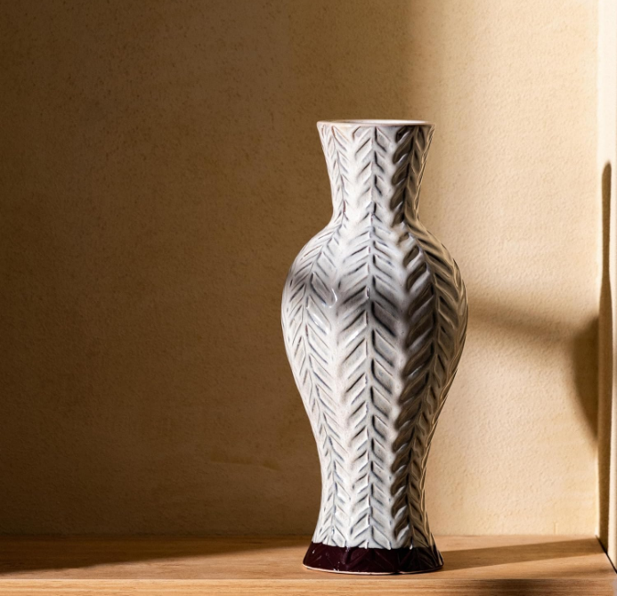 Tall Vase for Home Decor, Farmhouse Large Ceramic Vases for Flower, Off-White Decorative Boho Vases for Pampas Grass, Mantel, Living Room,Shelf, Centerpieces, 13.4'', Gifts for Mom