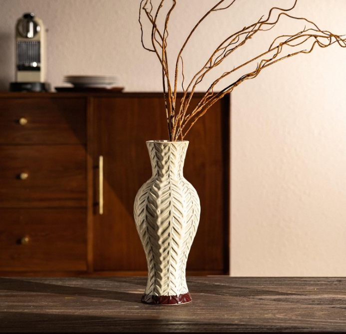 Tall Vase for Home Decor, Farmhouse Large Ceramic Vases for Flower, Off-White Decorative Boho Vases for Pampas Grass, Mantel, Living Room,Shelf, Centerpieces, 13.4'', Gifts for Mom