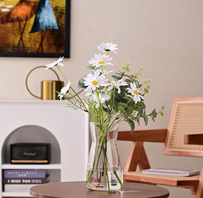8 inch Clear Glass Flower Vases for Centerpiece Table Home Indoor Desk Decor,Ins Modern Boho Style Vase for Wedding Housewarming Gift
