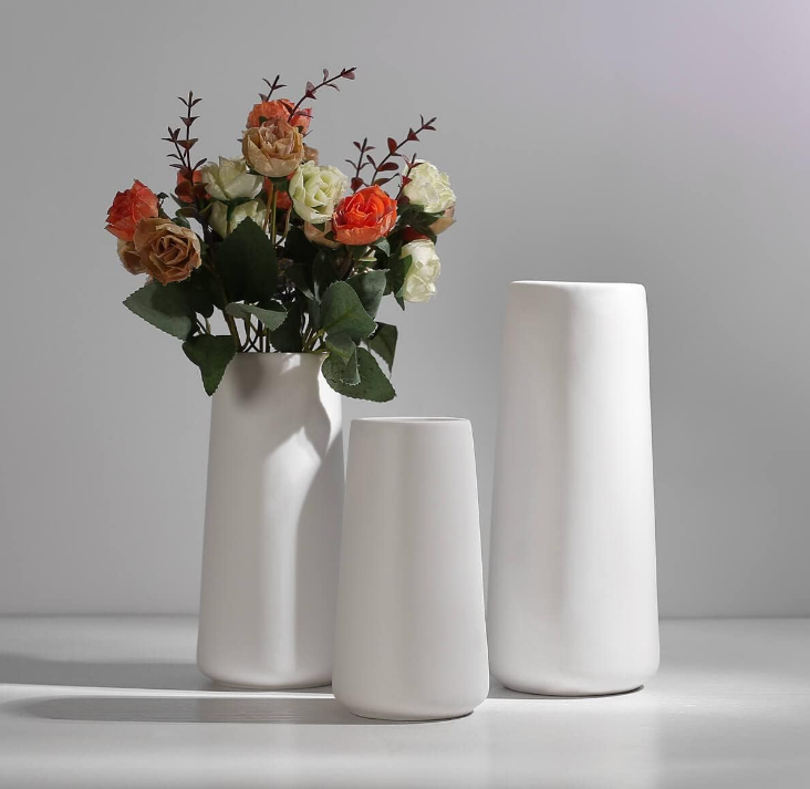 Ceramic Vases - Nordic Minimalism Style Decoration, Elegant Vase for Mantel, Table, Living Room Decoration, White Modern Geometric Decorative Flowers Vases for Home Decor