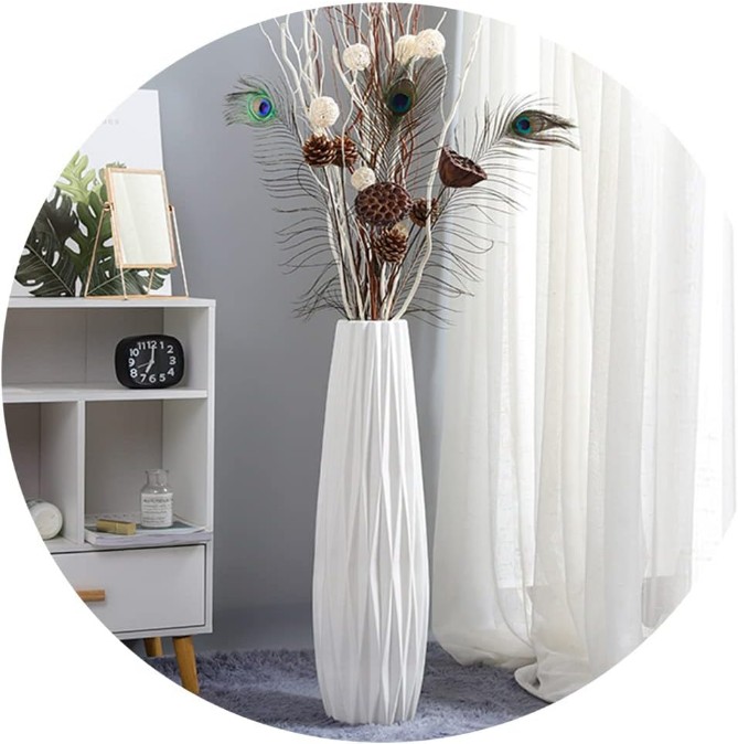 White Tall Floor Vase, 24" Ceramic Large Vase, Decorative Flower Vases for Modern Home Decor Living Room Office Bedroom Kitchen Wedding Centerpieces Farmhouse Décor