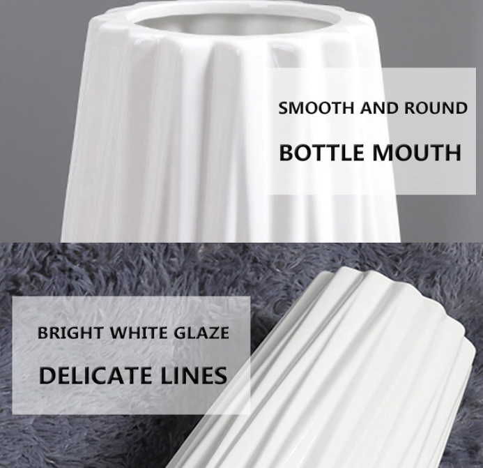 White Tall Floor Vase, 24" Ceramic Large Vase, Decorative Flower Vases for Modern Home Decor Living Room Office Bedroom Kitchen Wedding Centerpieces Farmhouse Décor