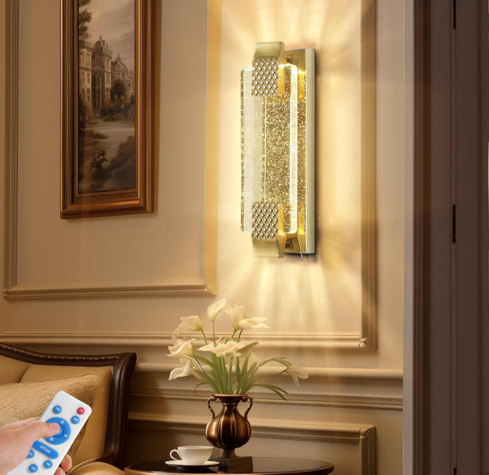 Battery Operated Wall Sconce Rechargeable Battery Powered 12000mAh Wall Light Indoor Not Hardwired Remote Control Dimmable Wall Lamp Fixtures for Bedroom Living Room Gold 1 Pack