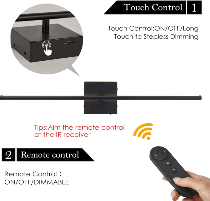 Battery Operated Wall Sconces with Remote Control, Dimmable Wall Sconces Set of Two, 350°Rotate, 3000K LED Black Wireless Wall Light for Living Room, Hallway, Bedroom, 28.3 Inch (2 Pack)