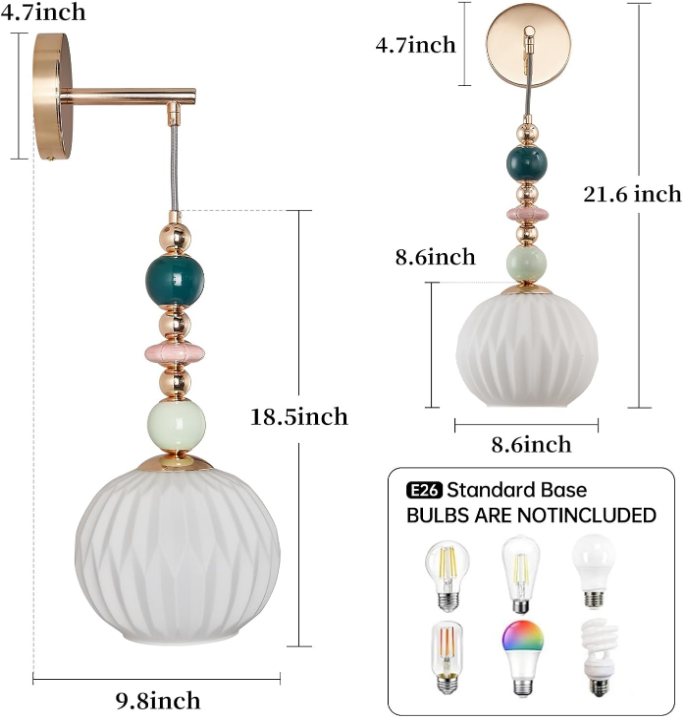 Milk White Glass Modern Wall Scone Hanging Wall Light Fixtures Milky White Wall Lamp for Bedroom Living Room