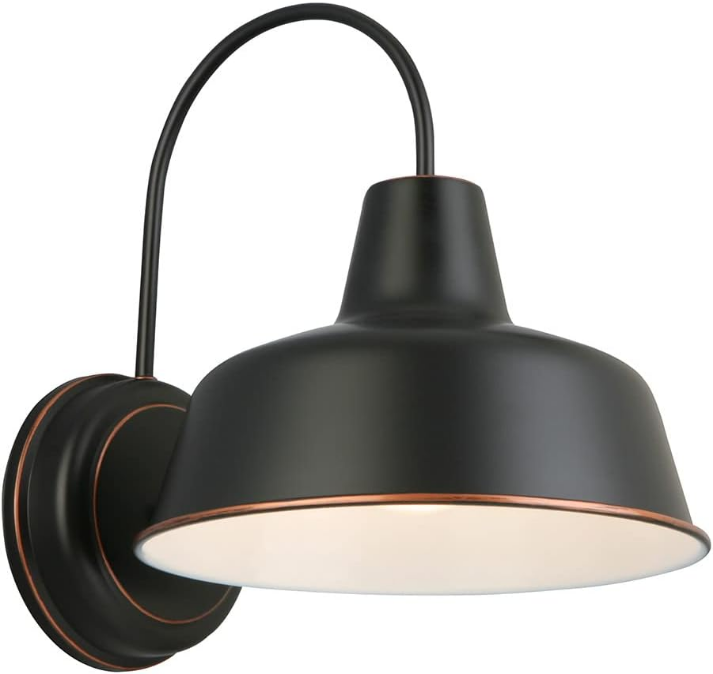 Mason Barn Light 1 Indoor/Outdoor Wall Mount Modern Industrial Farmhouse Design House Light for Patio, Garage, Bathroom, Office, Kitchen, 8 inch, Oil Rubbed Bronze