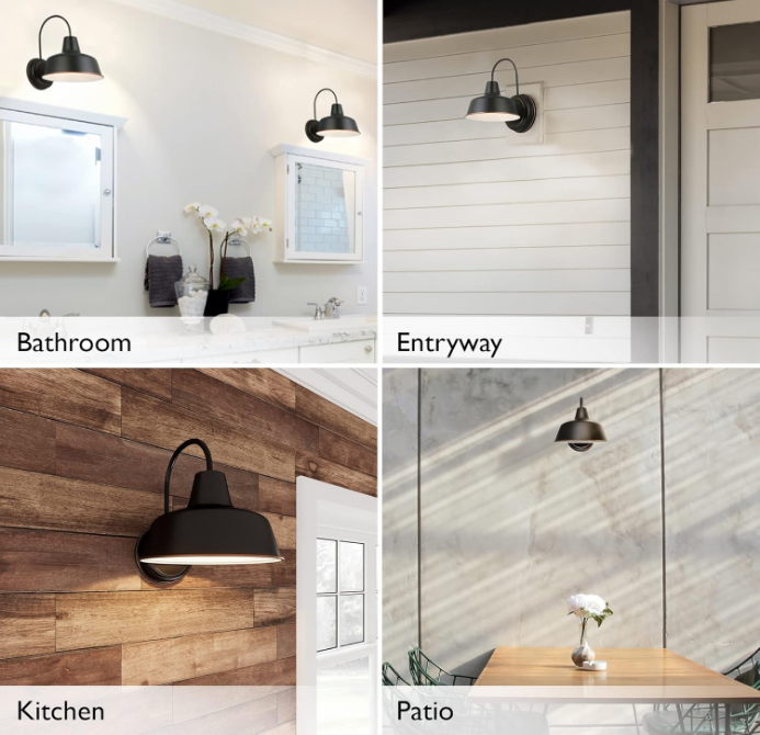 Mason Barn Light 1 Indoor/Outdoor Wall Mount Modern Industrial Farmhouse Design House Light for Patio, Garage, Bathroom, Office, Kitchen, 8 inch, Oil Rubbed Bronze