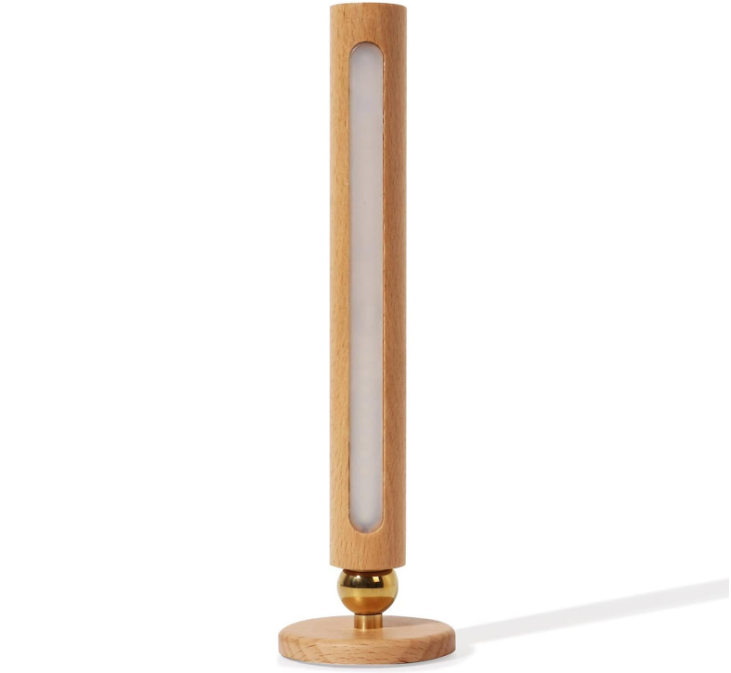 360° Rotatable Wooden Led Wall Lamp Magnetic USB Rechargeable Wall Sconces Battery Operated Led Night Light for Household (Beech Wood 1PC)