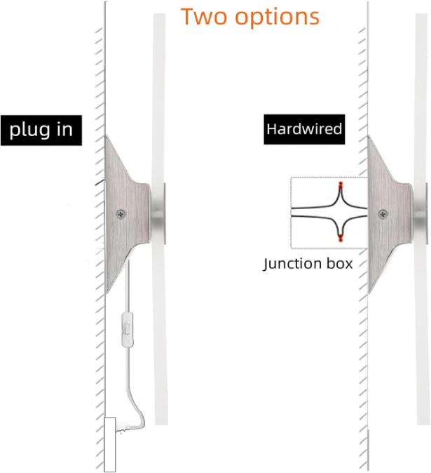 Wall Sconces Set of Two, Modern Wall Sconce Plug in 10W 6000K Cool White Acrylic Wall Lights with 6FT/180cm Plug in Cord and On/Off Switch on The Cord