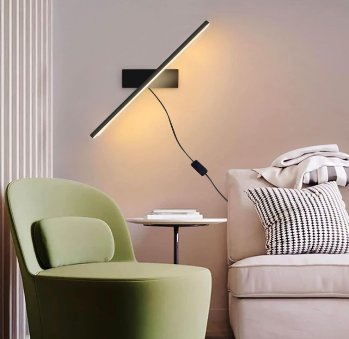 LED Plug Wall Sconces, with 6W Mounted Reading Lights, 3 Color Temperatures, with 6FT Plug in Cord and On/Off Switch on The Cord, 330°Rotation Wall Lamps, for Bedroom Headboard Living Room (black)