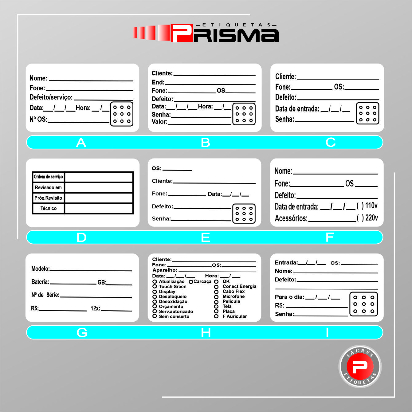 Etiquetas Adesivas BOPP preto e branco 50x30 mm